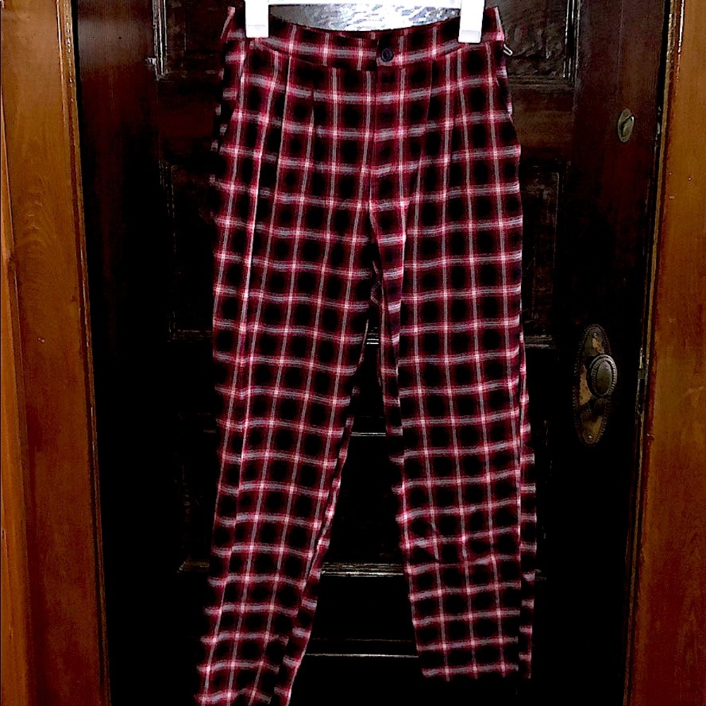 Plaid skinny jeans